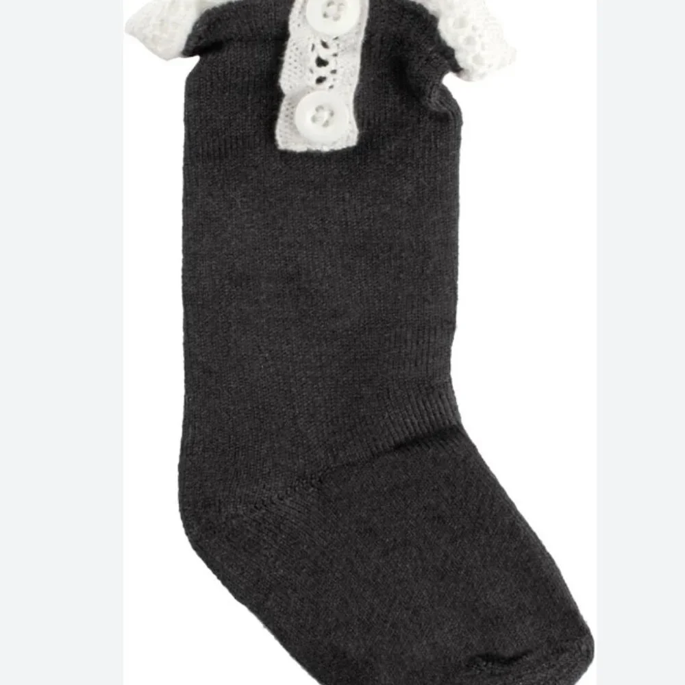 NWT Baby Deer White Black Boot Socks Lace Buttons Bundle of 3 Large